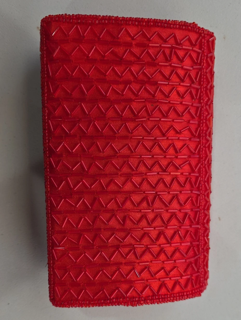Bijoux Terner Red Beaded Evening Shoulder Bag